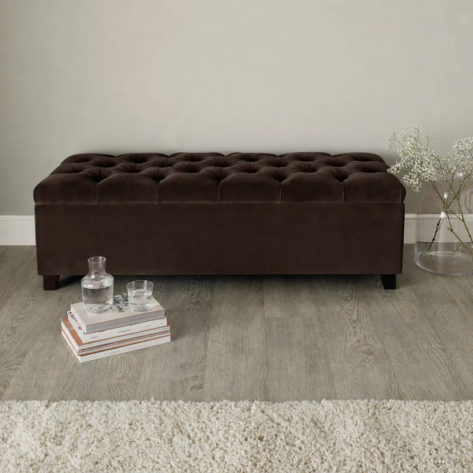 Buttoned Top Storage Ottoman