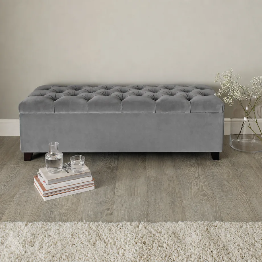 Buttoned Top Storage Ottoman