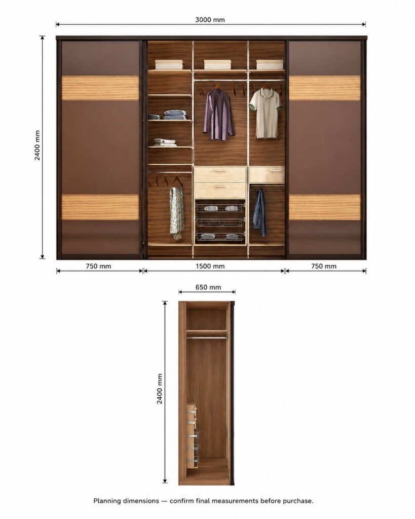 CELESTIA PRESTIGE SLIDING DOOR WARDROBE Dimension