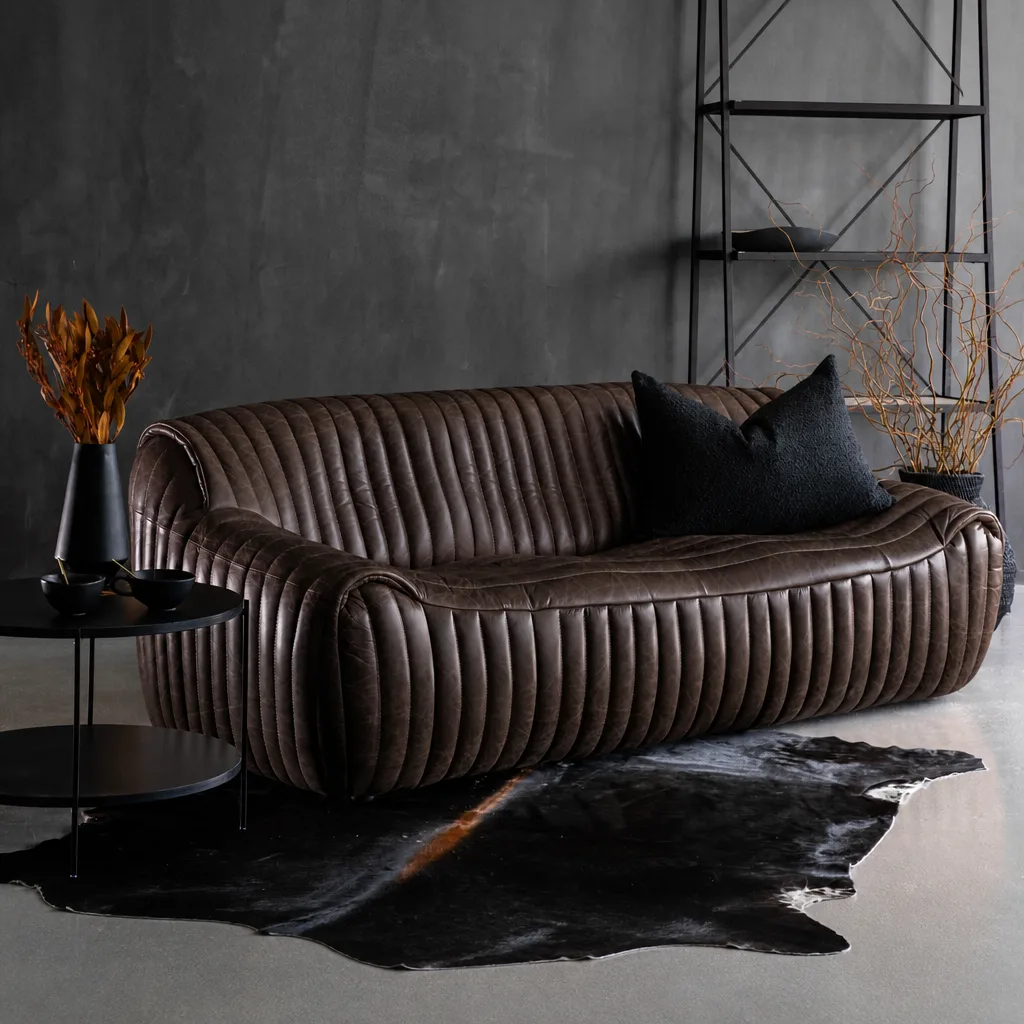 Cuban 3 Seater Leather Couch Tan
