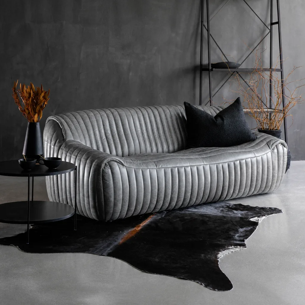 Cuban 3 Seater Leather Couch Tan