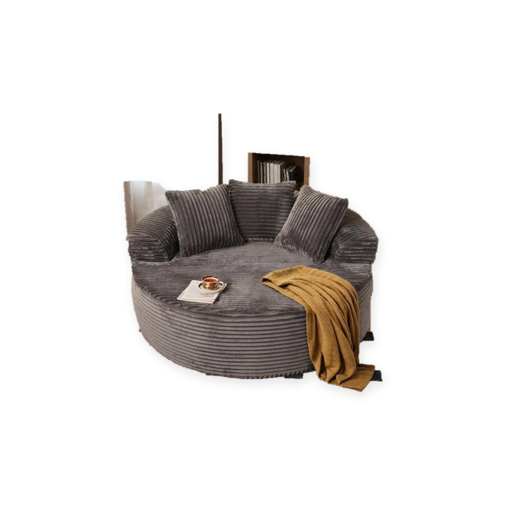 DECORMINI 59″ O-Shape Modular Couch, Plush Corduroy Fabric, No Assembly Required Side
