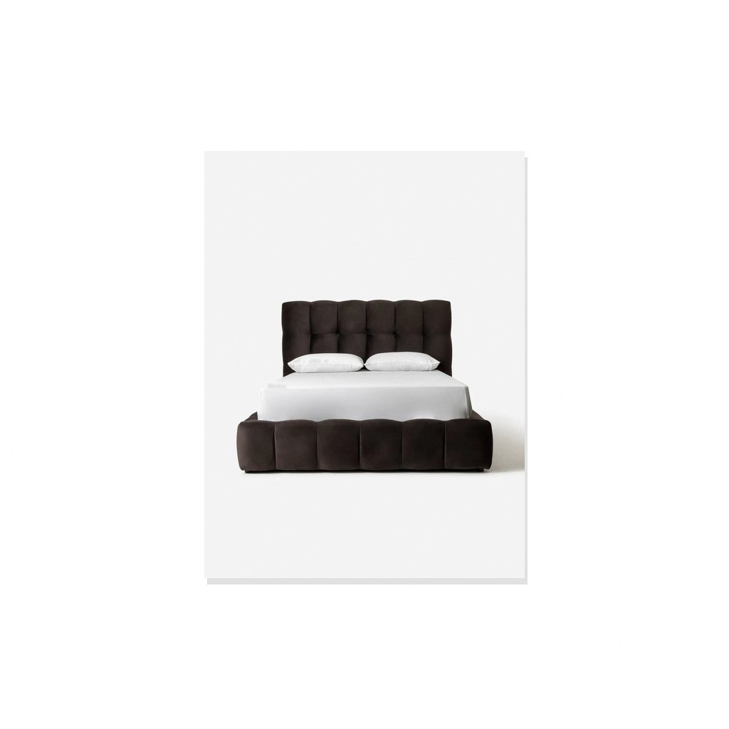 Deluca Tufted Bed LuxGuard Velvet Anthracite Side
