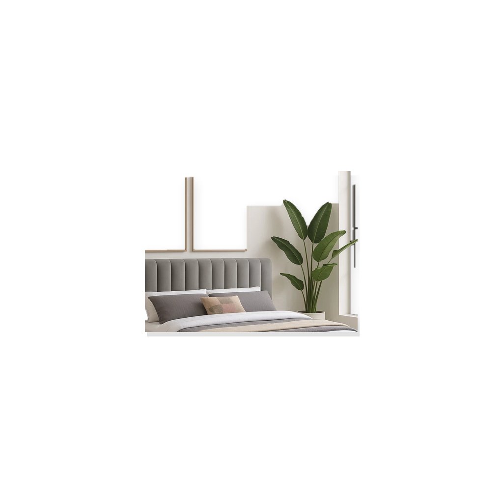 Designer Concepts Denia Velvet Upholstered Sleigh Bed Queen Grey Queen Bed Closeup
