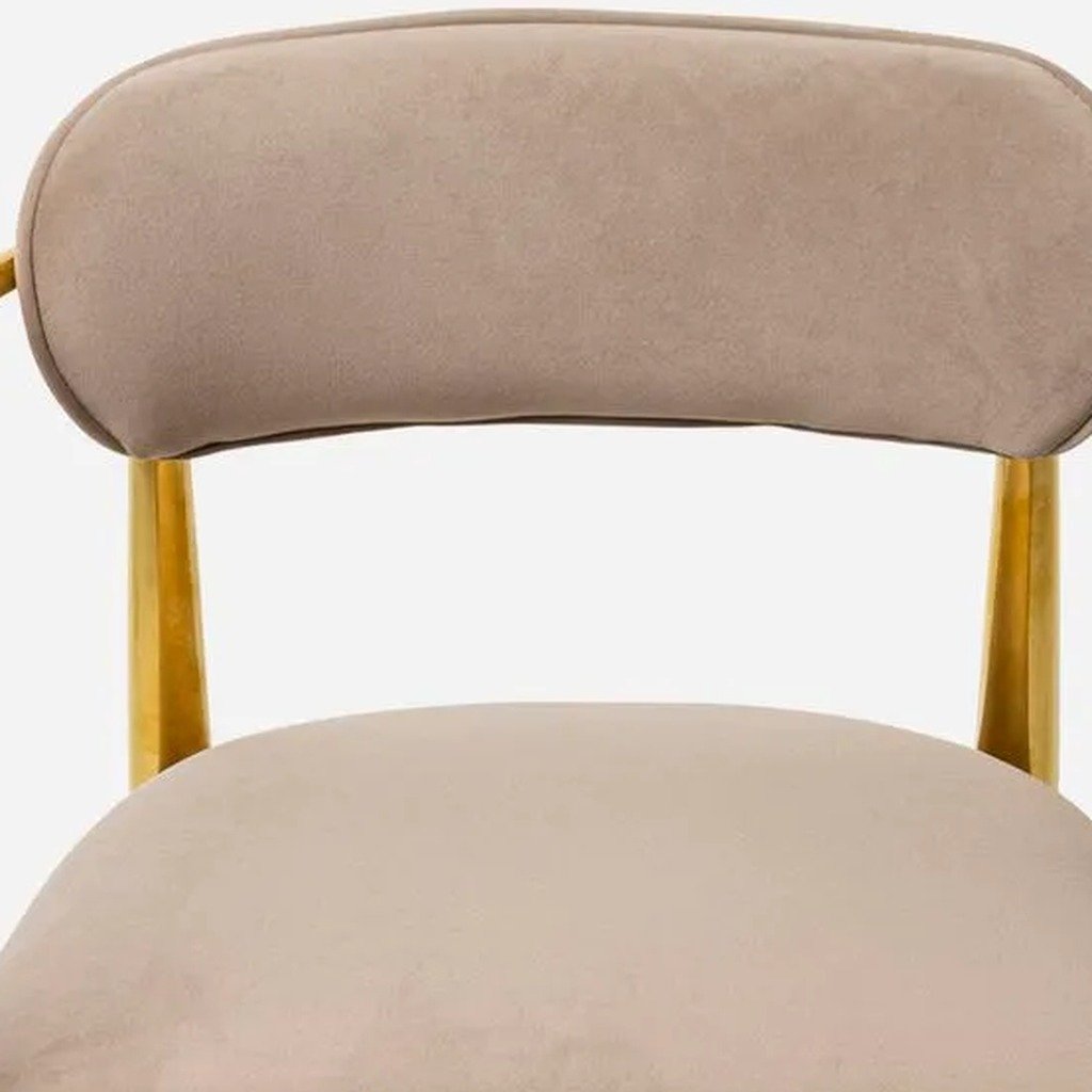 Eldon Dining Chair Brass Leg Velvet Caramel Closeup