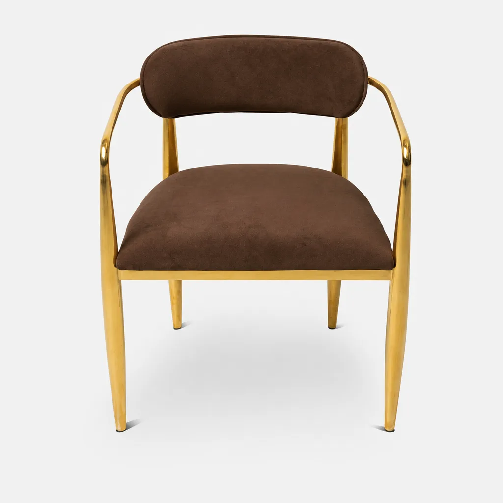 Eldon Dining Chair Brass Leg Velvet Caramel