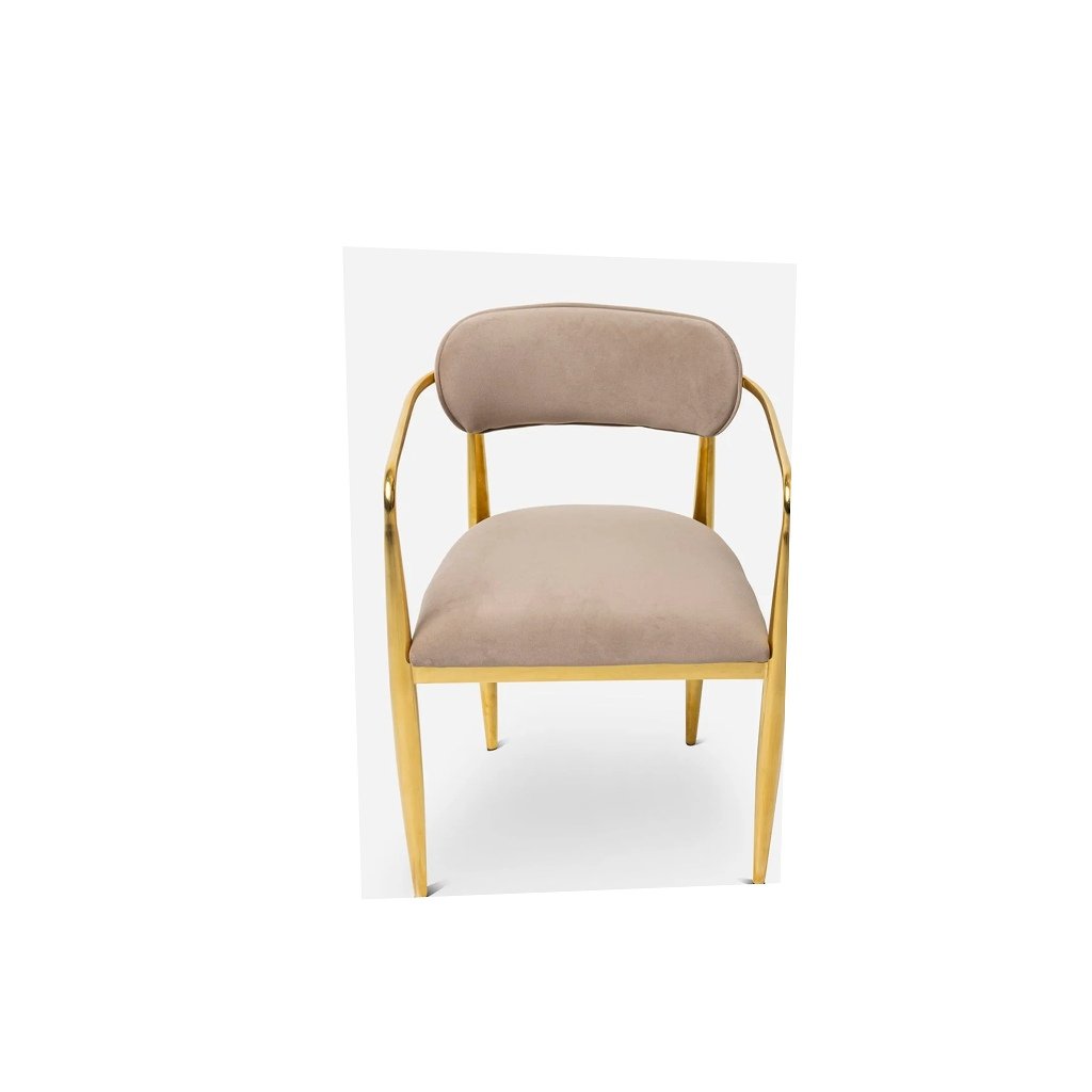 Eldon Dining Chair Brass Leg Velvet Caramel Side