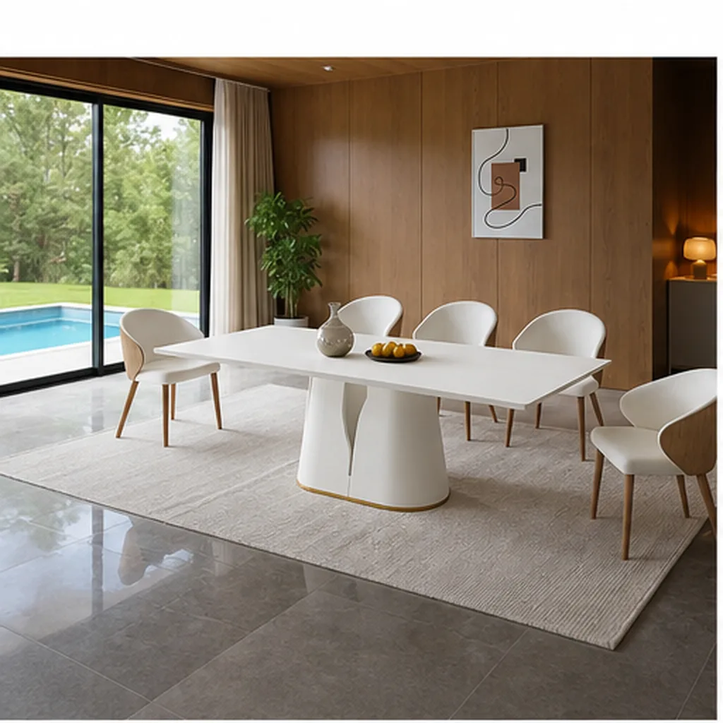 FLORENCE WOOD-TOP DINING TABLE – 6 CHAIRS - White AI