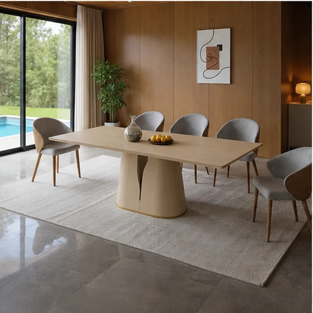 FLORENCE WOOD-TOP DINING TABLE - Beige AI