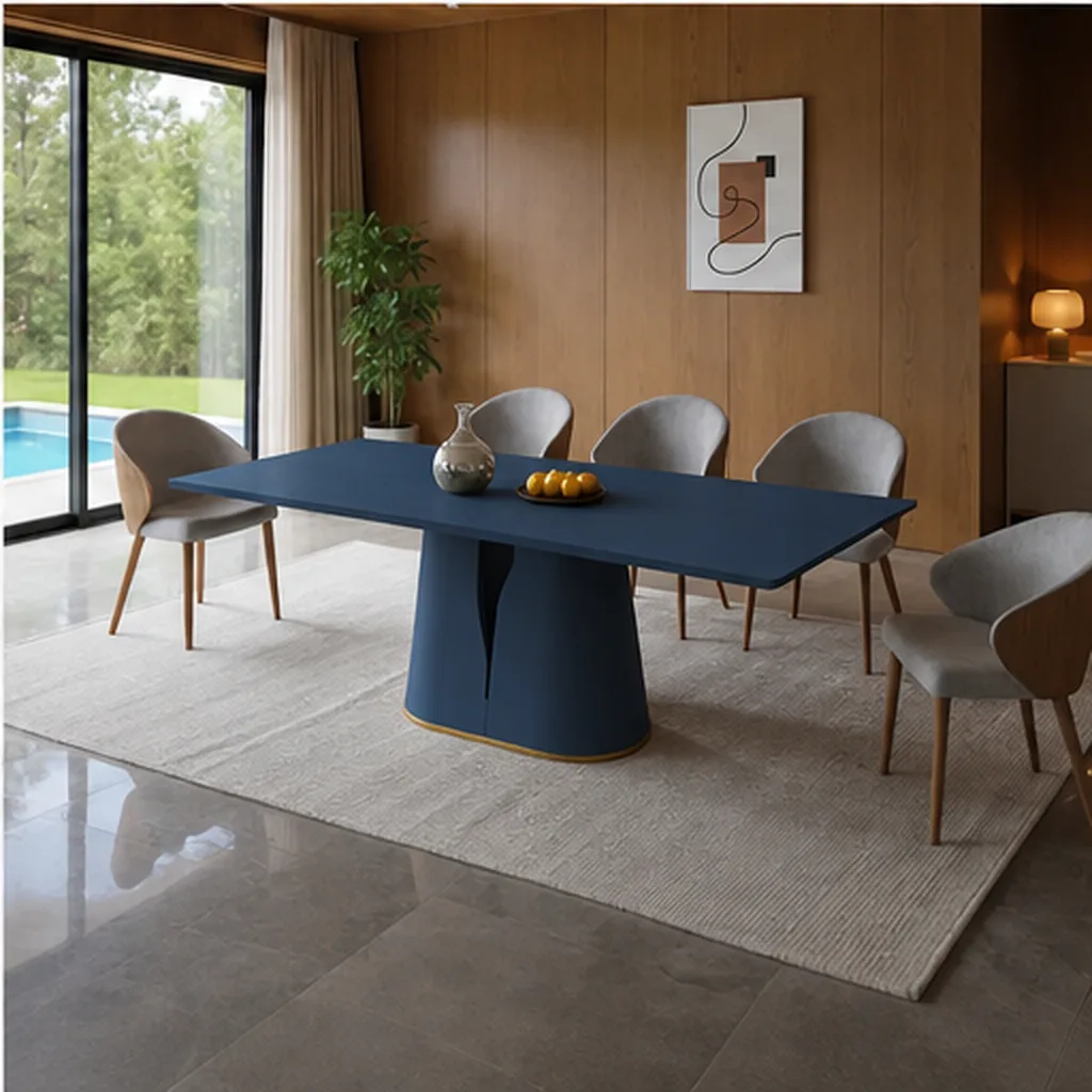 FLORENCE WOOD-TOP DINING TABLE - Blue AI