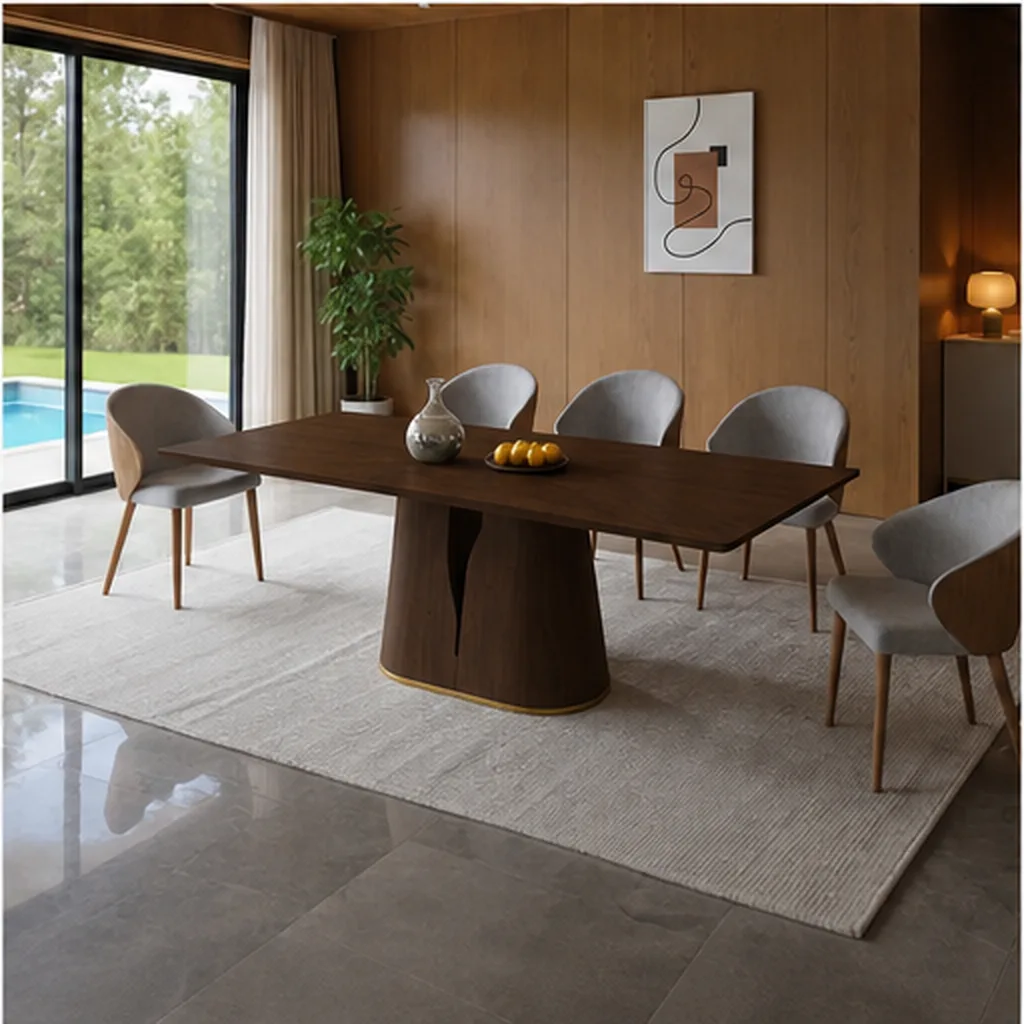 FLORENCE WOOD-TOP DINING TABLE - Dark Brown AI