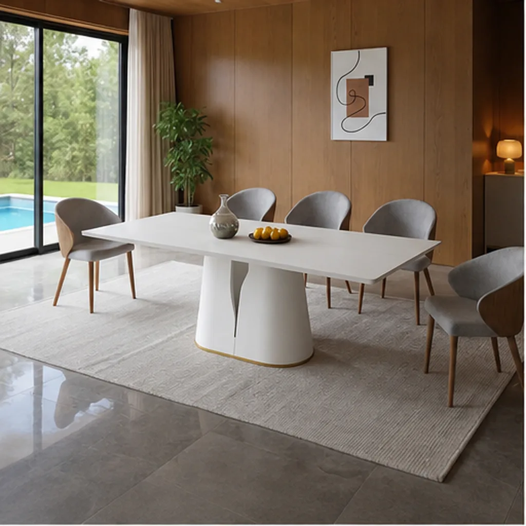 FLORENCE WOOD-TOP DINING TABLE - White AI