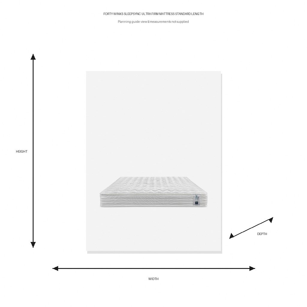 Forty Winks SleepSync Ultra Firm Mattress Standard Length Dimension