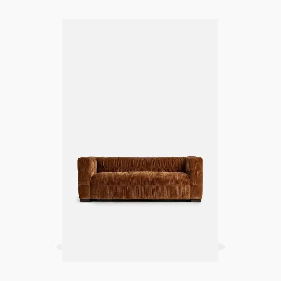Grinza Ruched 3 Seater Couch Velvet Bronze Alternate