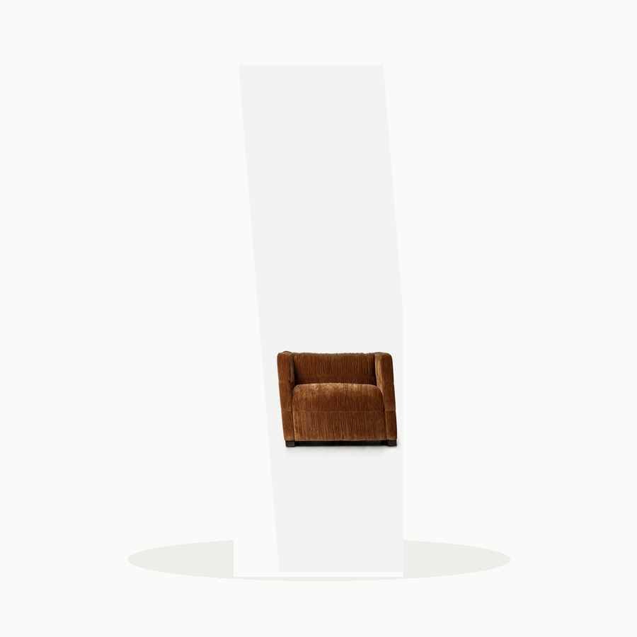 Grinza Ruched 3 Seater Couch Velvet Bronze Side
