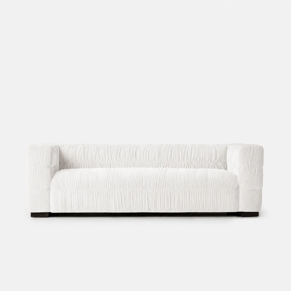Grinza Ruched 3 Seater Couch Velvet Bronze