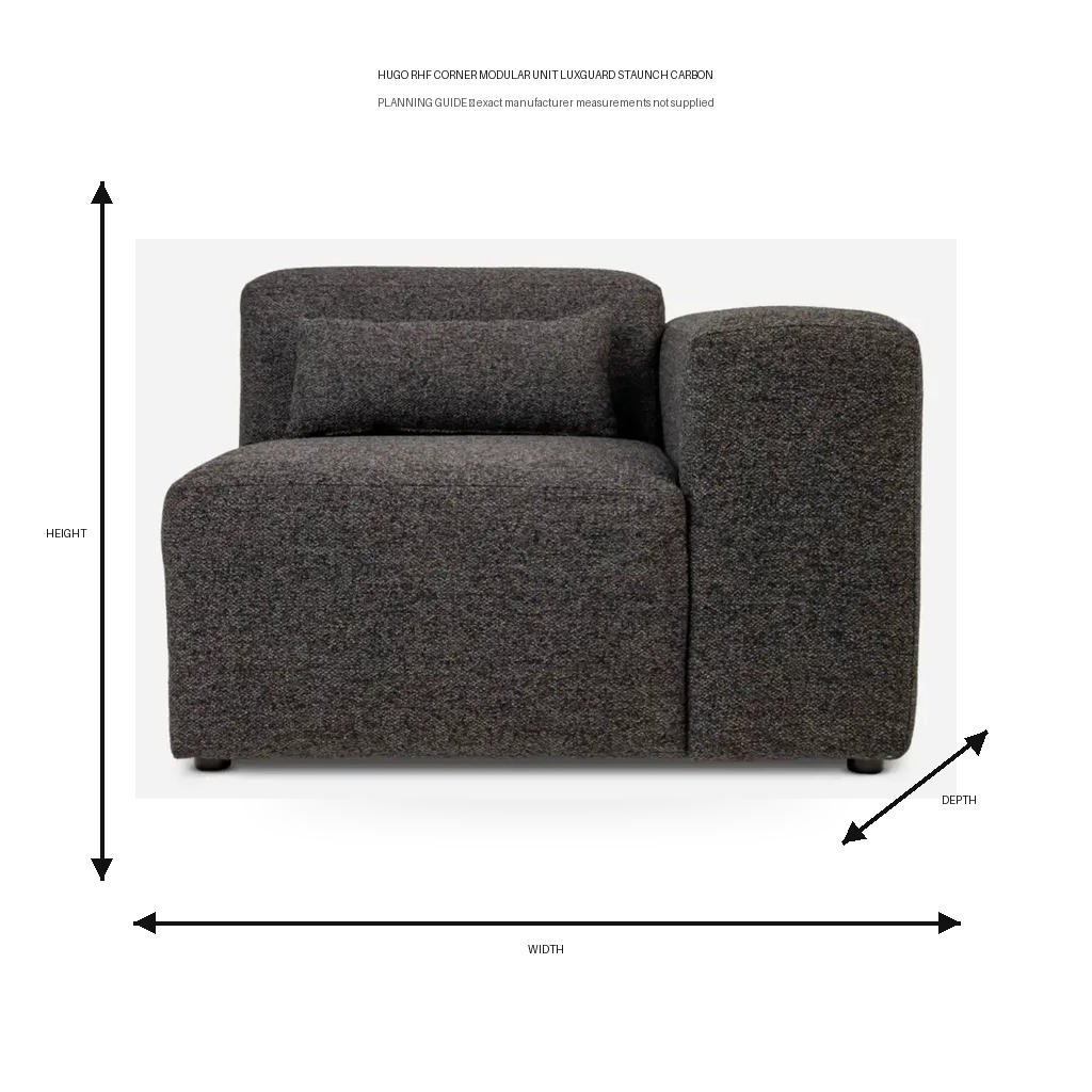 Hugo RHF Corner Modular Unit LuxGuard Staunch Carbon Dimension