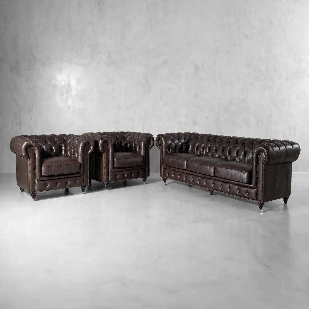Jefferson Leather Lounge Suite – Smoke