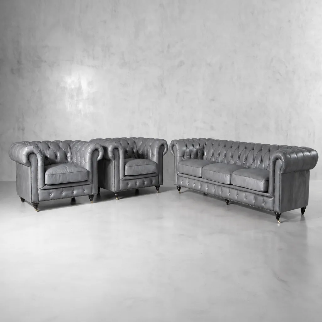 Jefferson Leather Lounge Suite – Smoke