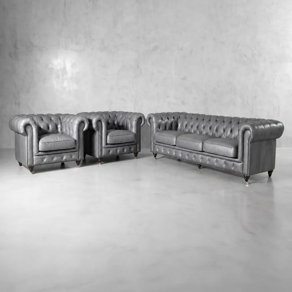 Jefferson Leather Lounge Suite – Smoke