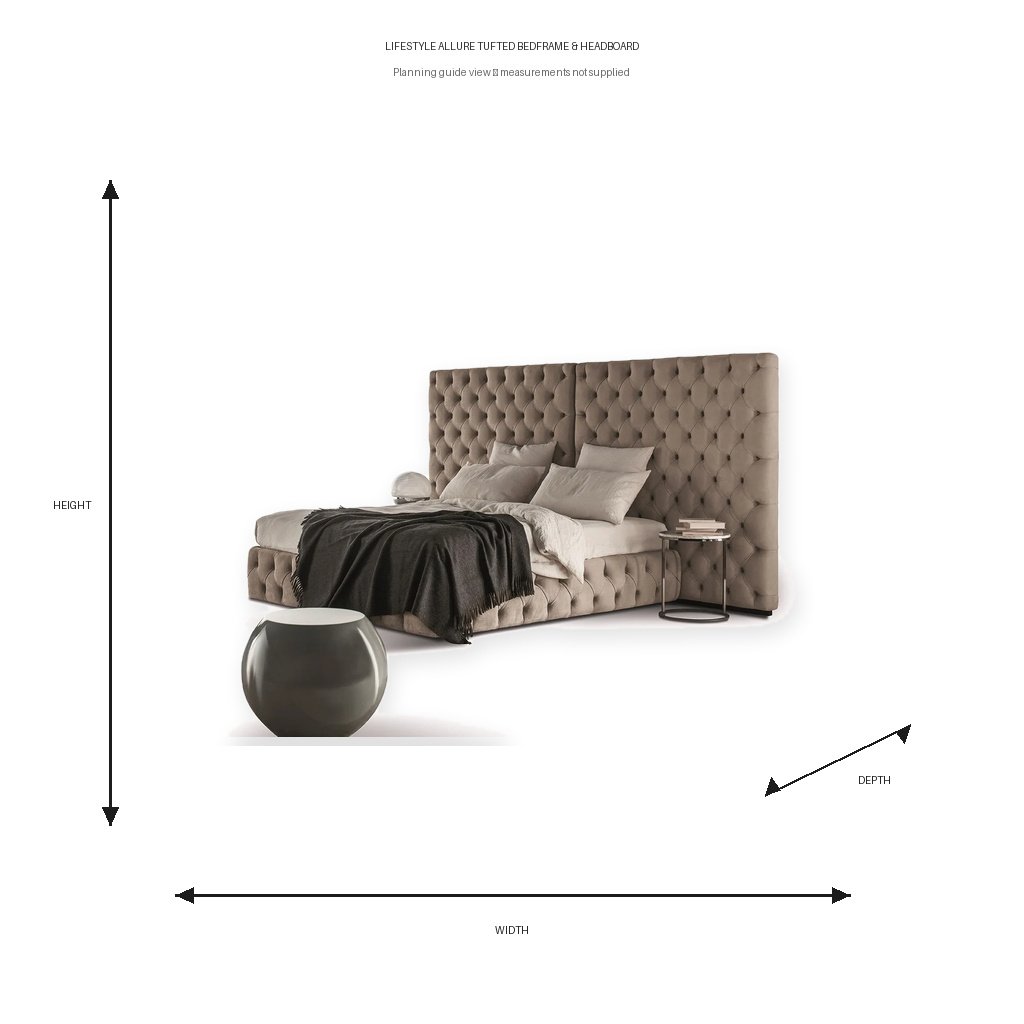 Lifestyle Allure Tufted Bedframe & Headboard Dimension