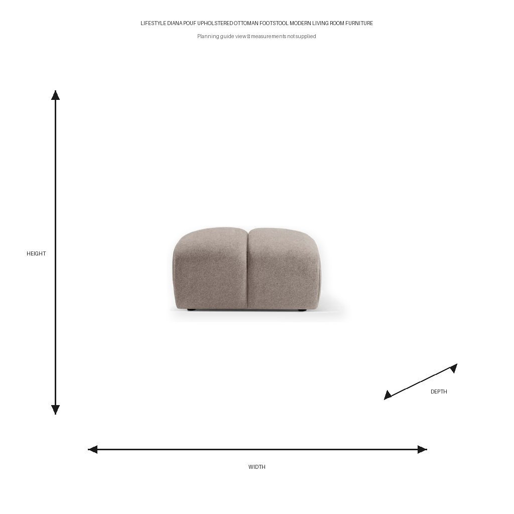 Lifestyle Diana Pouf Upholstered Ottoman Footstool Modern Living Room Furniture Dimension