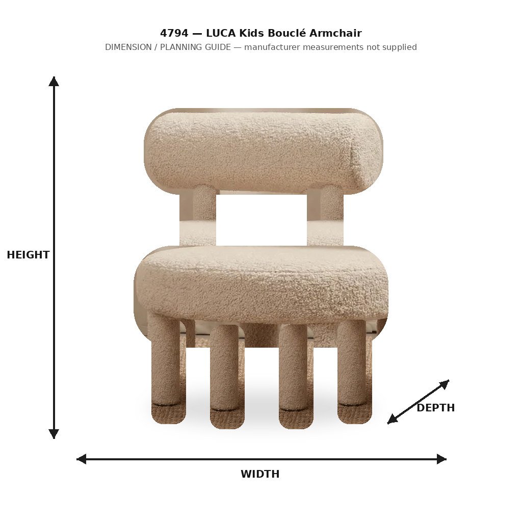 LUCA Kids Bouclé Armchair Dimension