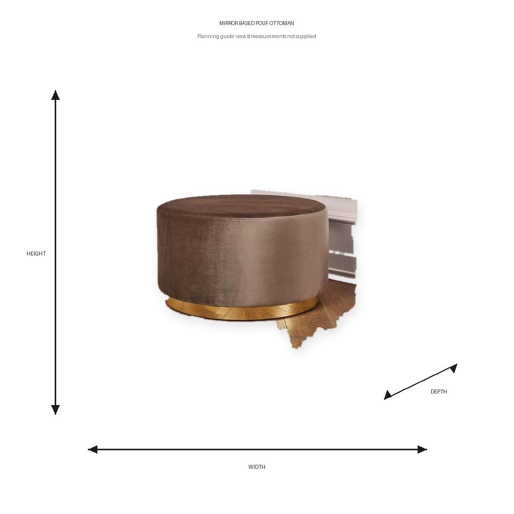 Mirror Based Pouf Ottoman Dimension