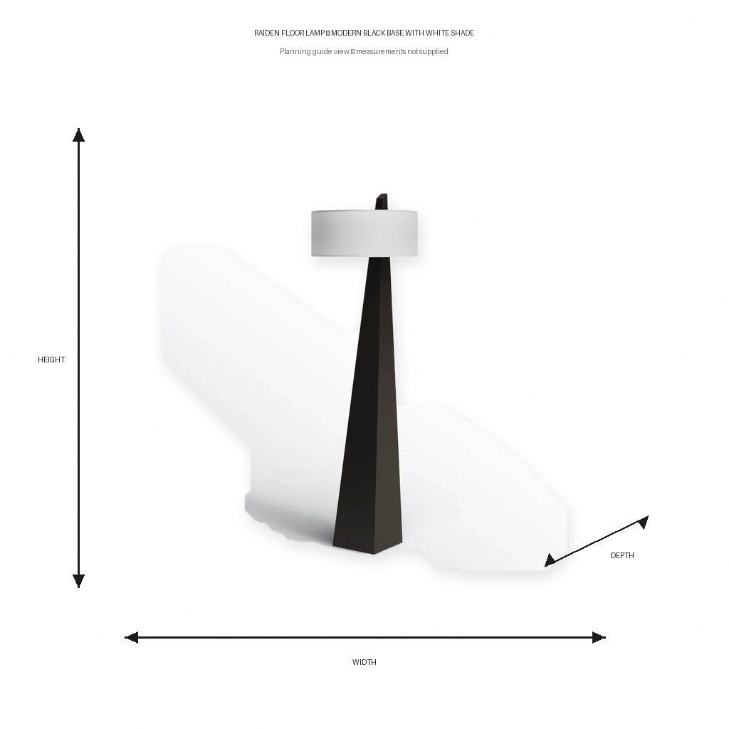Raiden Floor Lamp – Modern Black Base with White Shade Dimension
