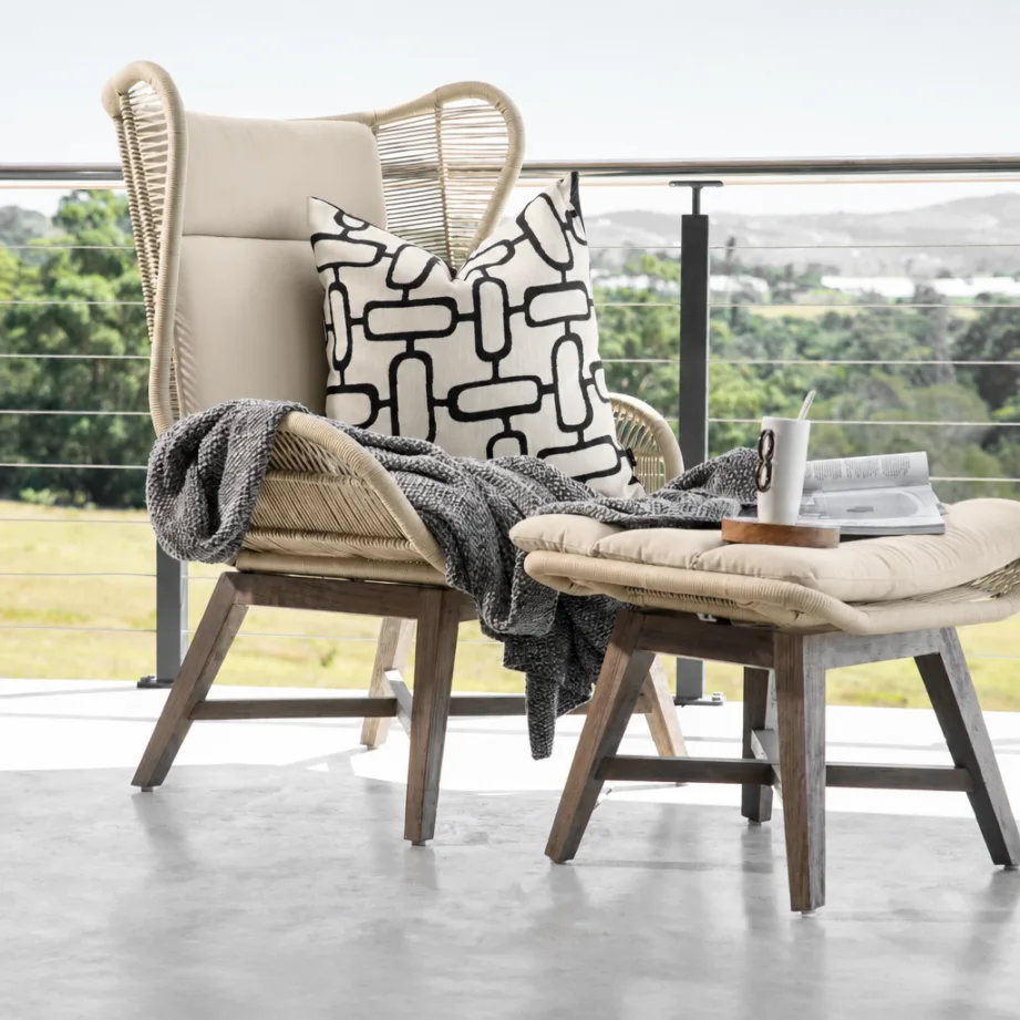 Rosalina Chair With Footstool – Stone