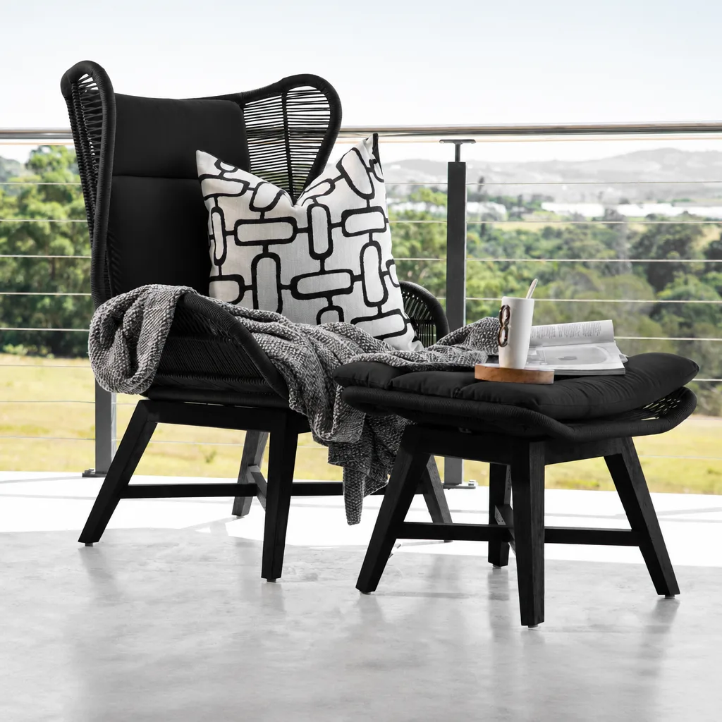 Rosalina Chair With Footstool – Stone