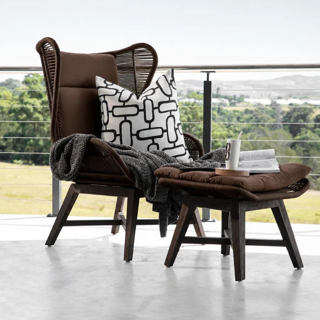 Rosalina Chair With Footstool – Stone