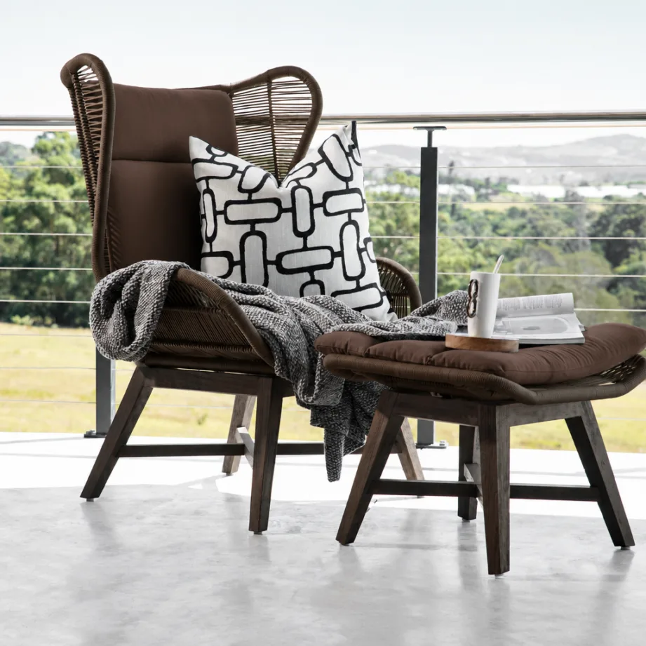 Rosalina Chair With Footstool – Stone