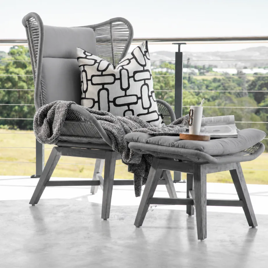 Rosalina Chair With Footstool – Stone