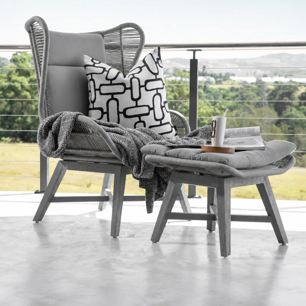 Rosalina Chair With Footstool – Stone