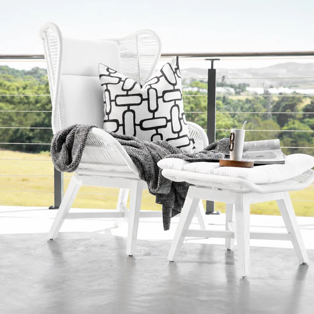 Rosalina Chair With Footstool – Stone