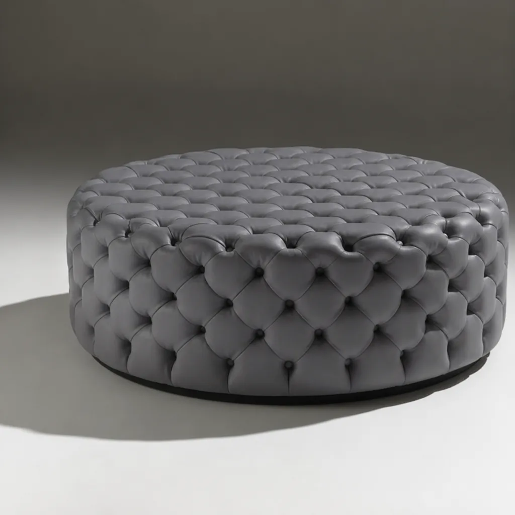 Round Buttoned Ottoman