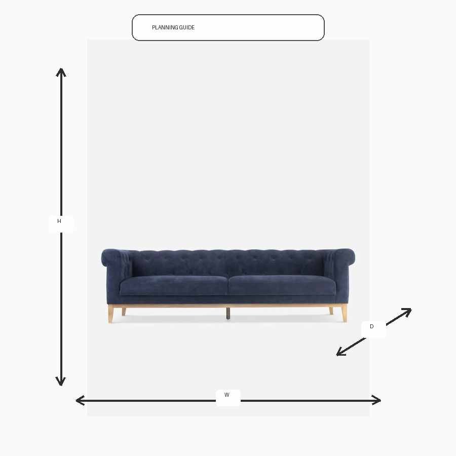 Soho 4 Seater Couch Danny Navy Dimension