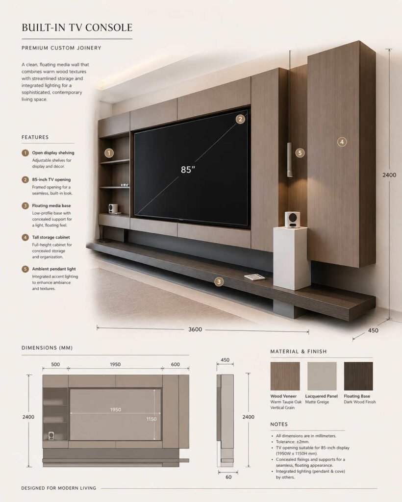 Drusus Unit 85 Inch TV Console