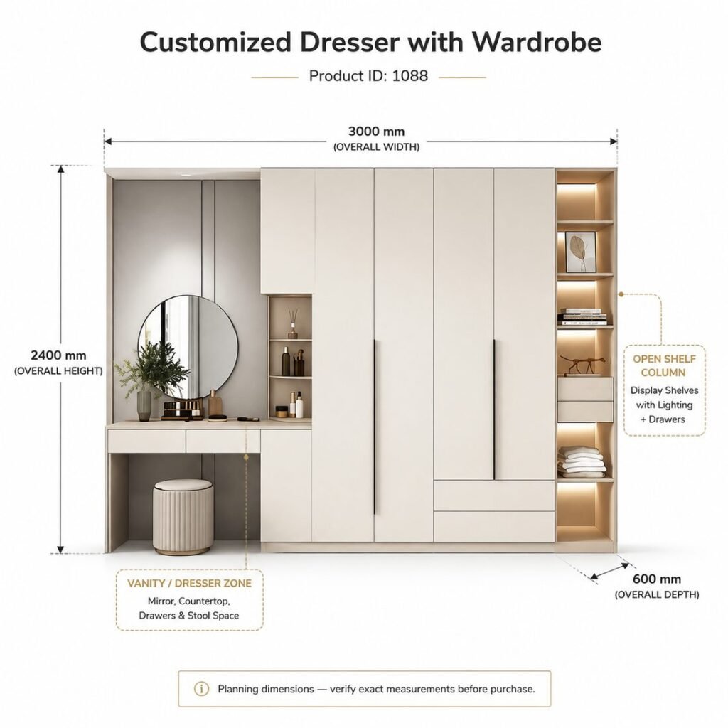Customized Dresser with Wardrobe Dimension