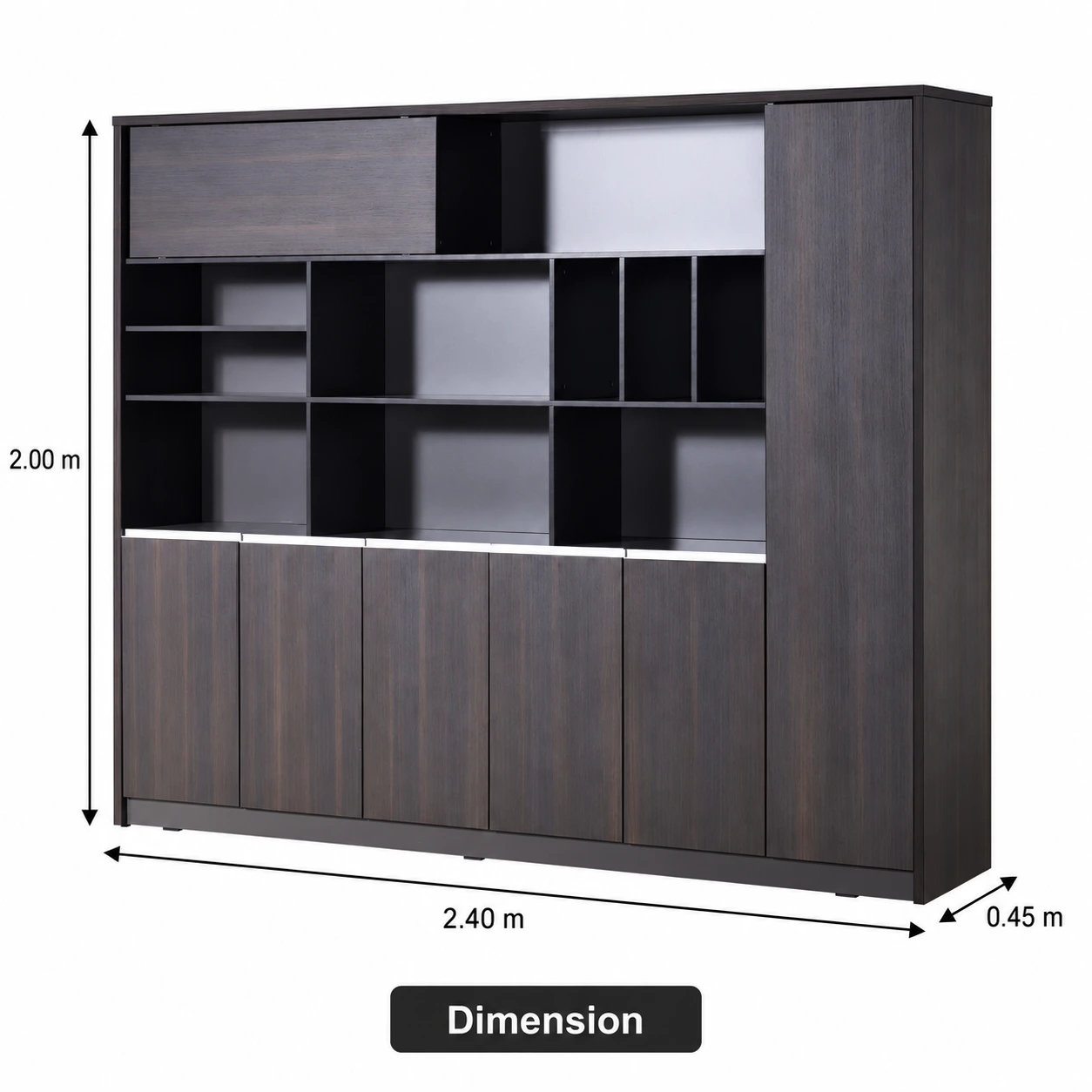 2.4M Dark Oak Wall Unit - Image 2