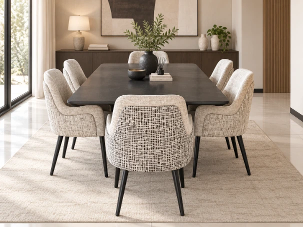 JOANNE 6 Seater Dining Set with Upholstered Chairs