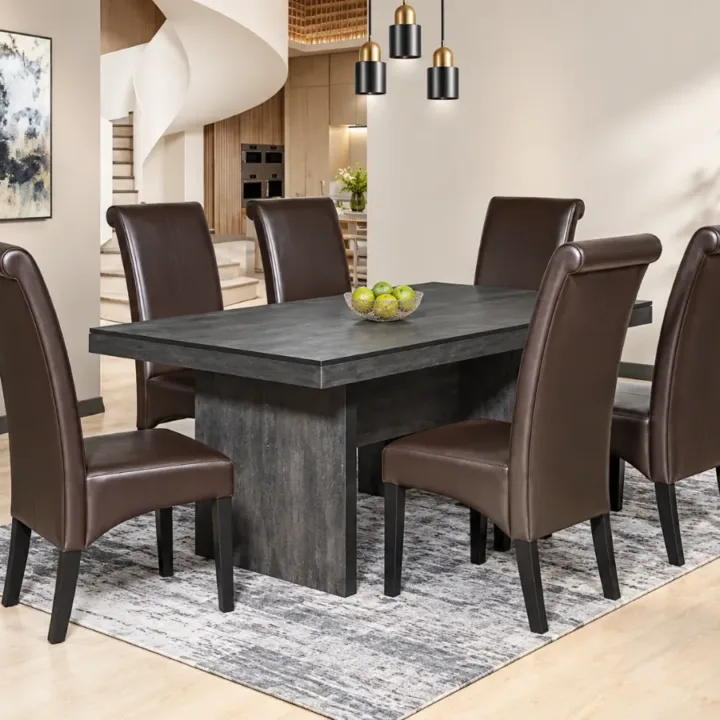 Luna 7 Piece Dining Room Suite, Black