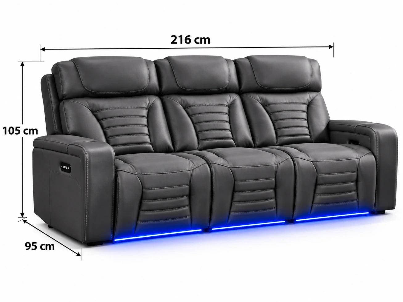 Cortiva 3+2+1 Luxury Electric Recliner Sofa Set - Image 4