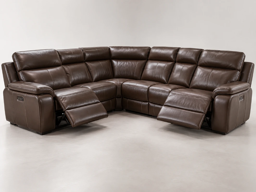 Monaco Luxury Recliner Lounge Suite – Corner Sofa, 2-Seater & Single Recliner – Dark Brown - Image 10
