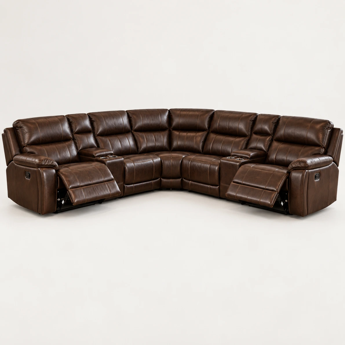 Monaco Luxury Recliner Lounge Suite – Corner Sofa, 2-Seater & Single Recliner – Dark Brown - Image 8