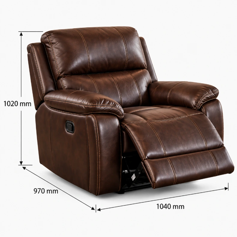 Monaco Luxury Recliner Lounge Suite – Corner Sofa, 2-Seater & Single Recliner – Dark Brown - Image 4