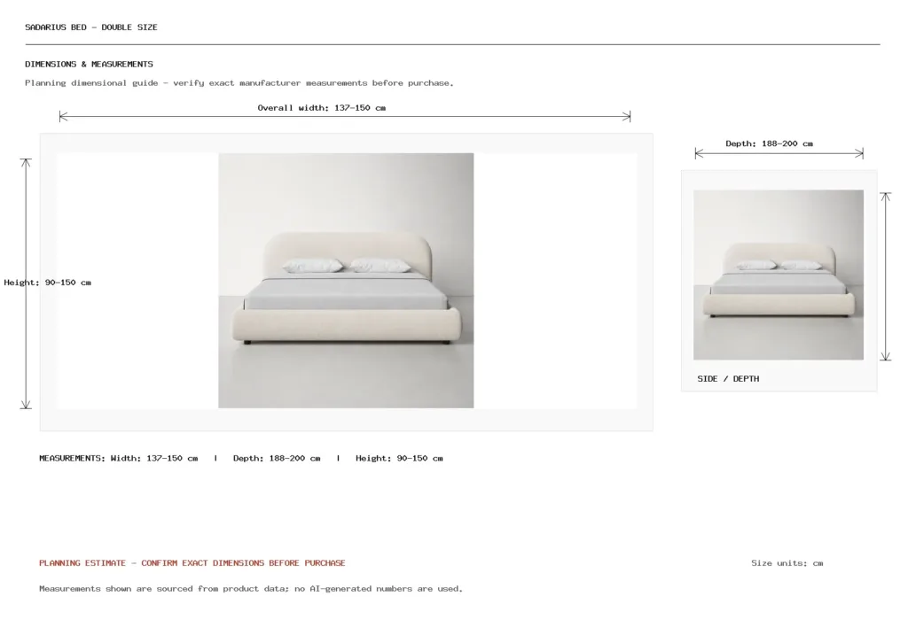 Sadarius Bed - Double Size Dimension