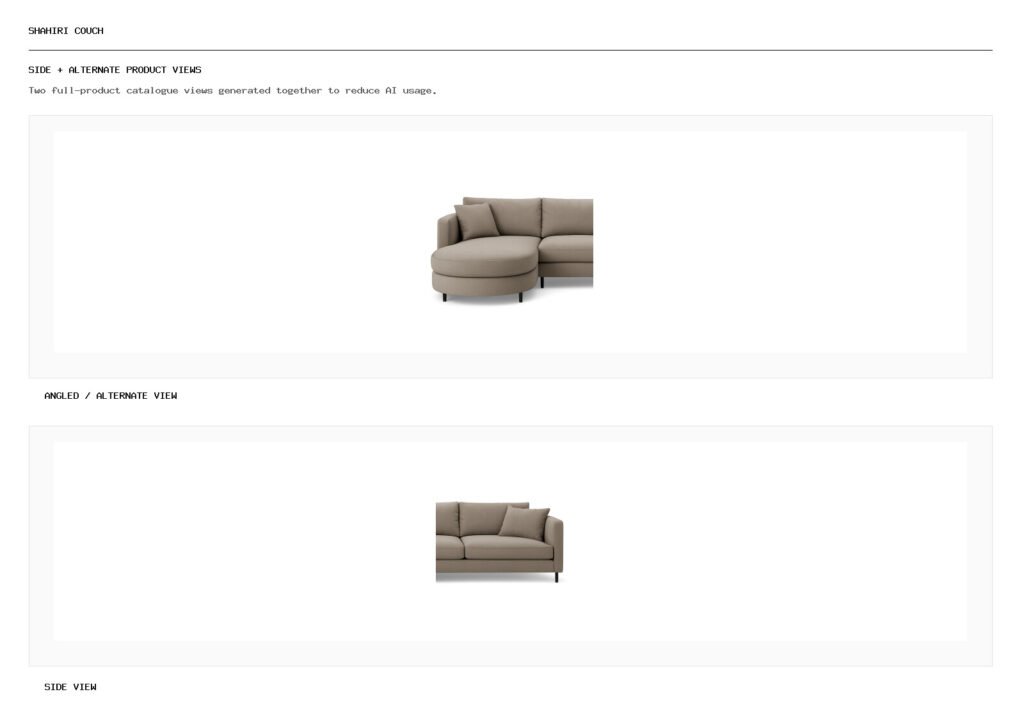 Shahiri Couch angled alternate and side product views