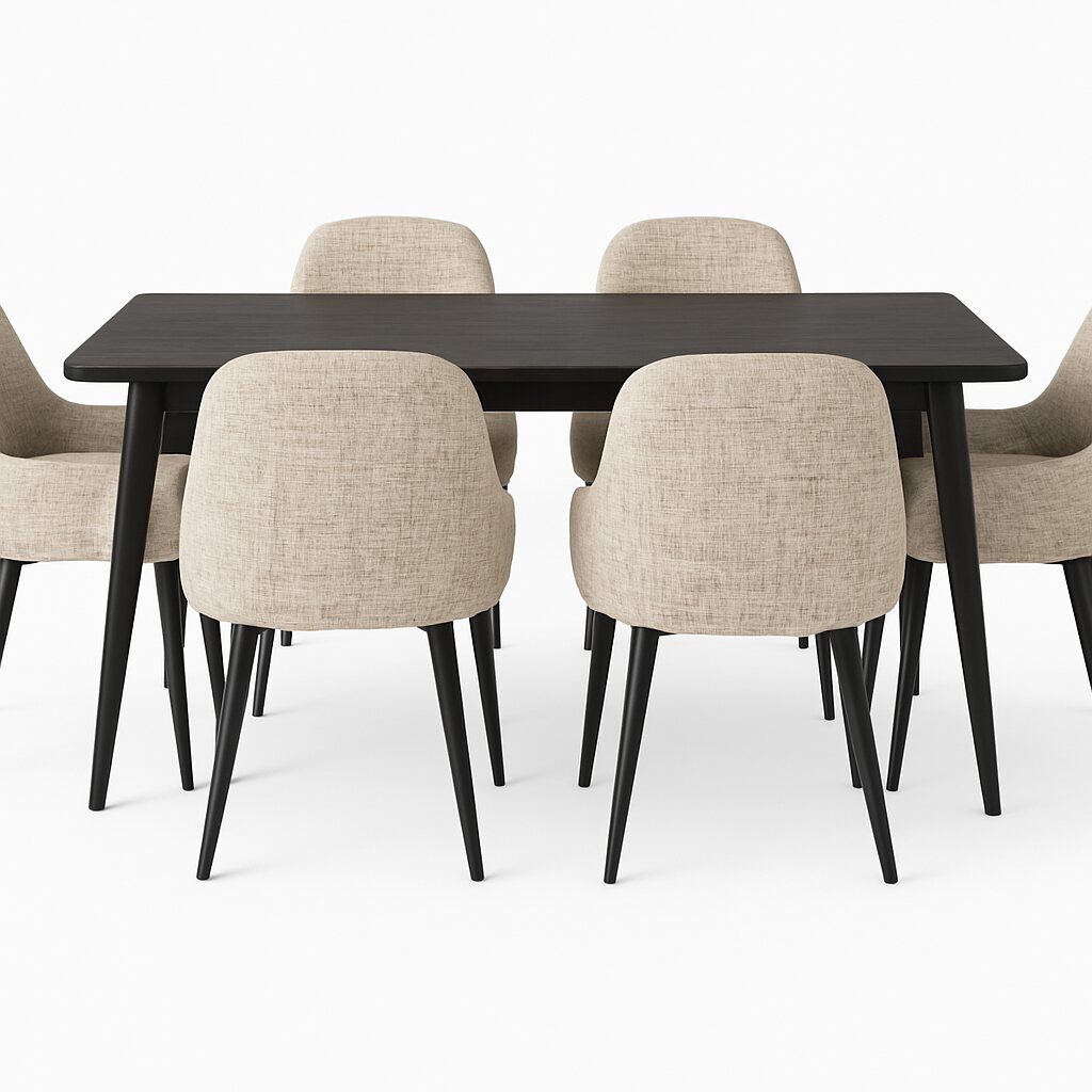 JOANNE 6 Seater Dining Set with Upholstered Chairs Side